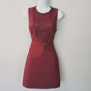 💚5/$25 NWT Zara Burgundy Lace Back Sheath Cut Out Dress Size XS